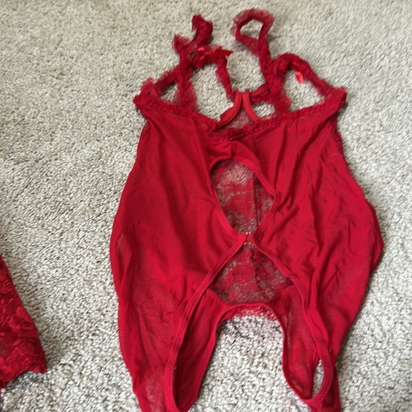 Rene Rofe Red Sexy Floral Chemise and G String Lingerie - Picture 6 of 6